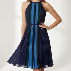 White House Black Market Navy and Blue Midi Dress